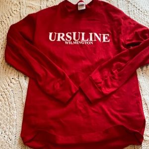 red long sleeve graphic tee